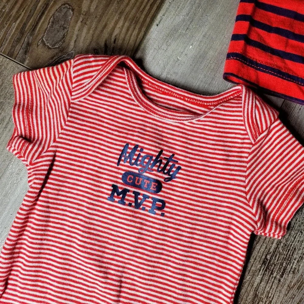 Carter's 3 Piece Baby Boy 6m Top Bundle 100% Cotton Red Blue NWOT